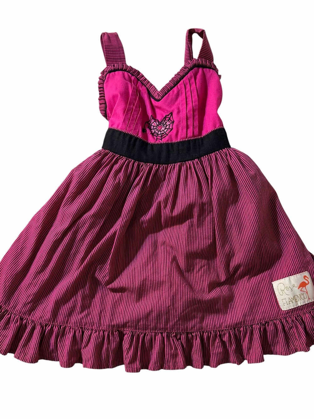 Embroidered Pink Ruffle-Trim Girls' Dress